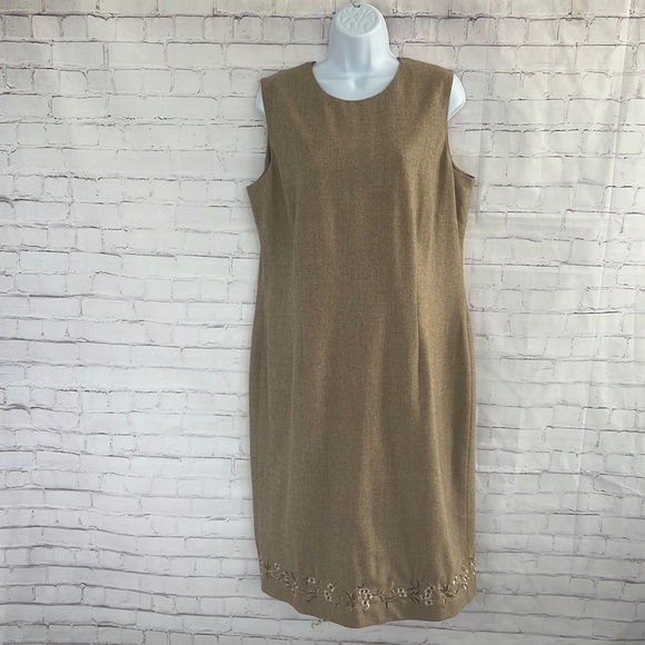Liz Claiborne Collection woolmark blend sleeveless shift  midi dress size 16 - Picture 1 of 13